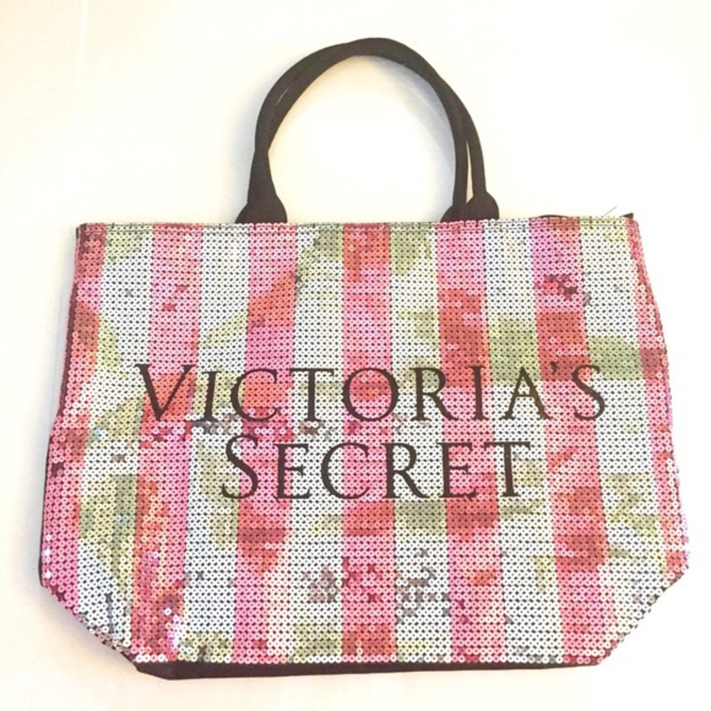 VICTORIA SECRET Pink/Silver Sequined Large tote